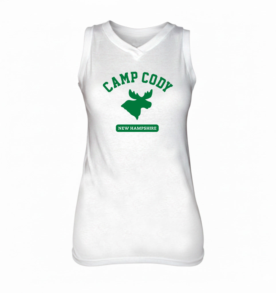 White Fitted V-Neck Tank Top